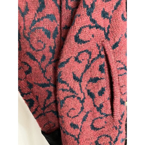 Icelandic Design Embroidered Floral Wool Blend Velvet Trim Womens Medium - Picture 5 of 8